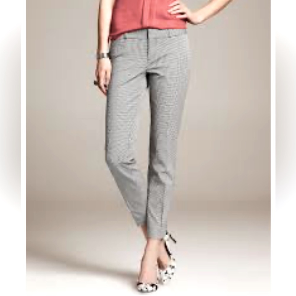 Banana Republic Sloan Fit Stretch Ankle Trouser Pants. Houndstooth, Women's 6